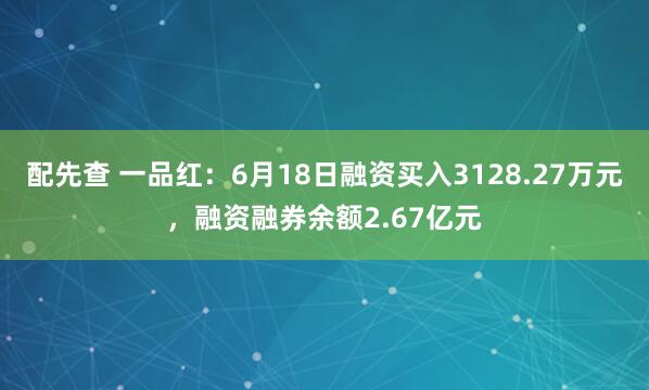 配先查 一品红：6月18日融资买入3128.27万元，融资融券余额2.67亿元