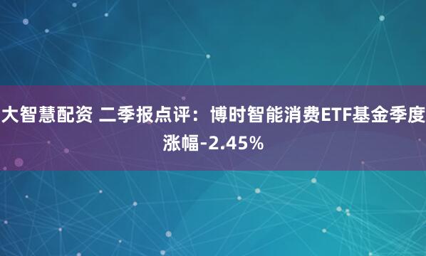 大智慧配资 二季报点评：博时智能消费ETF基金季度涨幅-2.45%